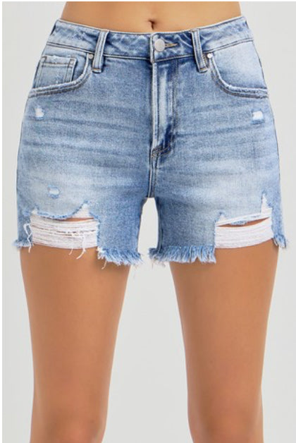 Light Wash Distressed Shorts