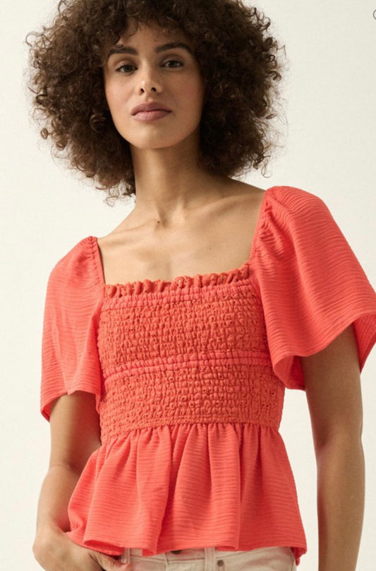 Square Neck Smock Blouse