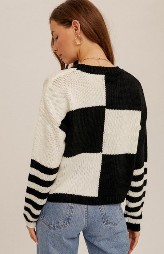 Black/White Color Block Sweater