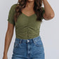 Olive Sweetheart Ruched Bodysuit