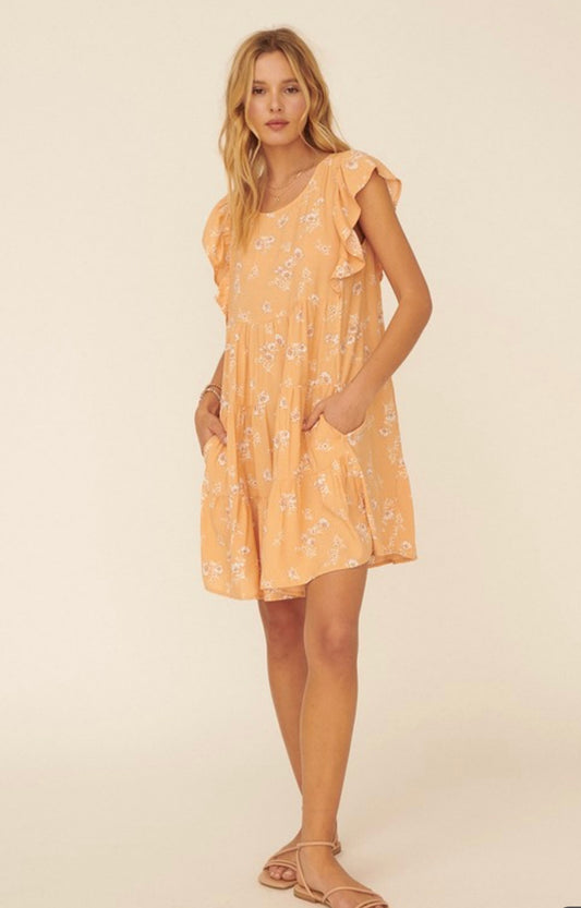 Apricot Tiered Mini Dress