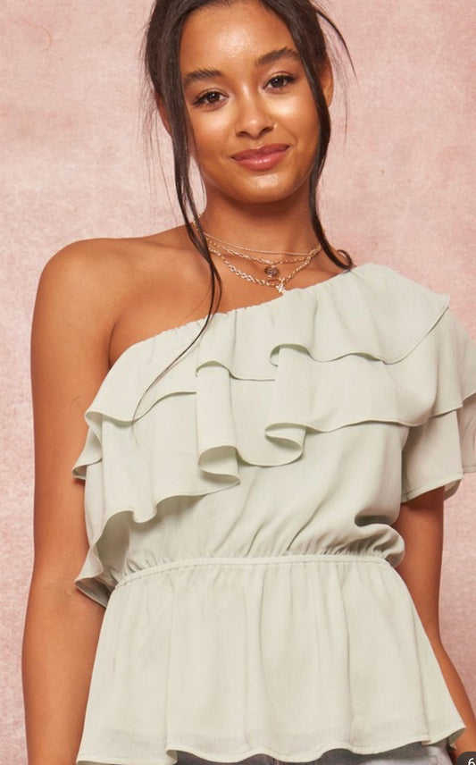 One Shoulder Peplum Blouse