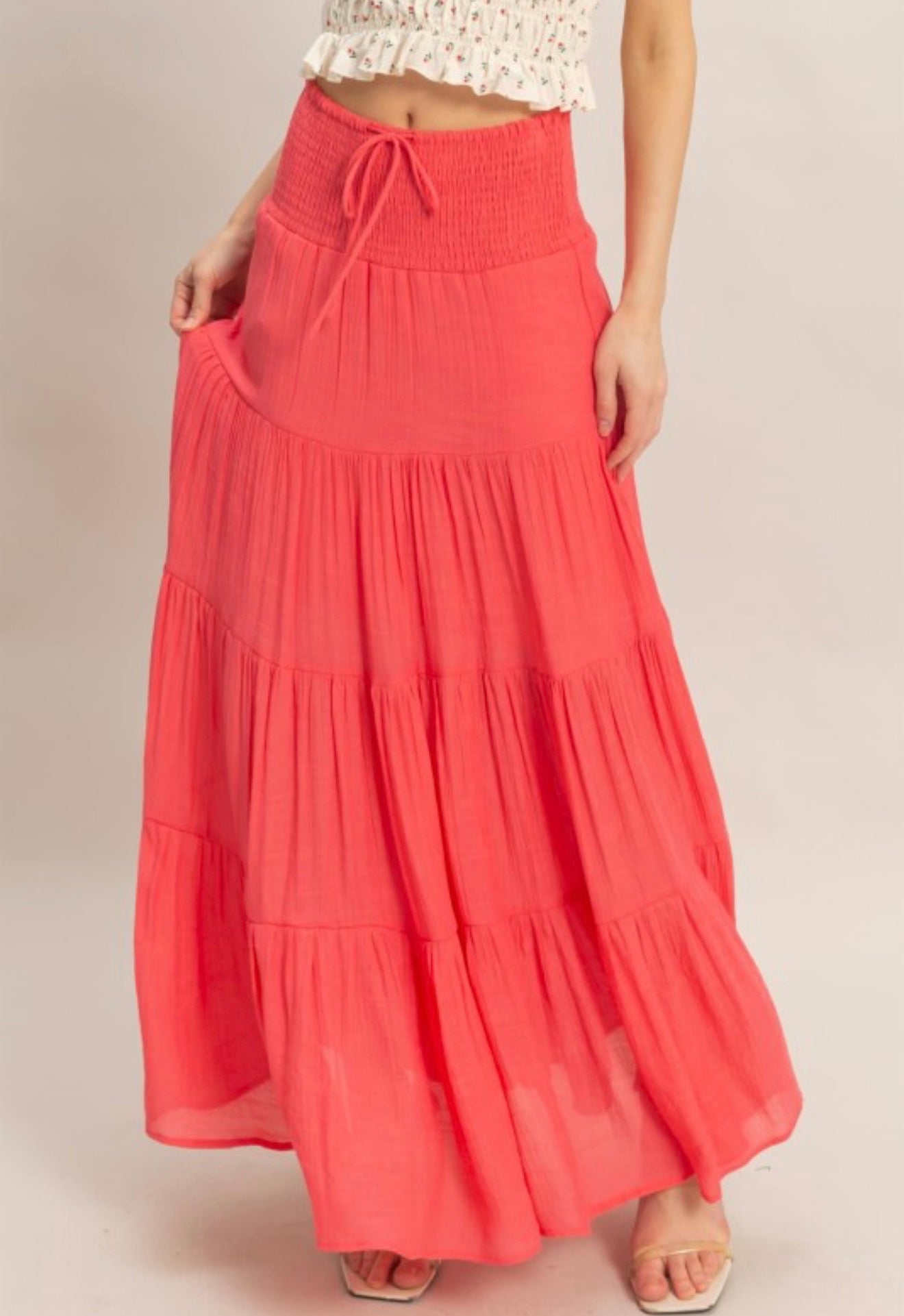 High waist Drawstring Maxi Skirt