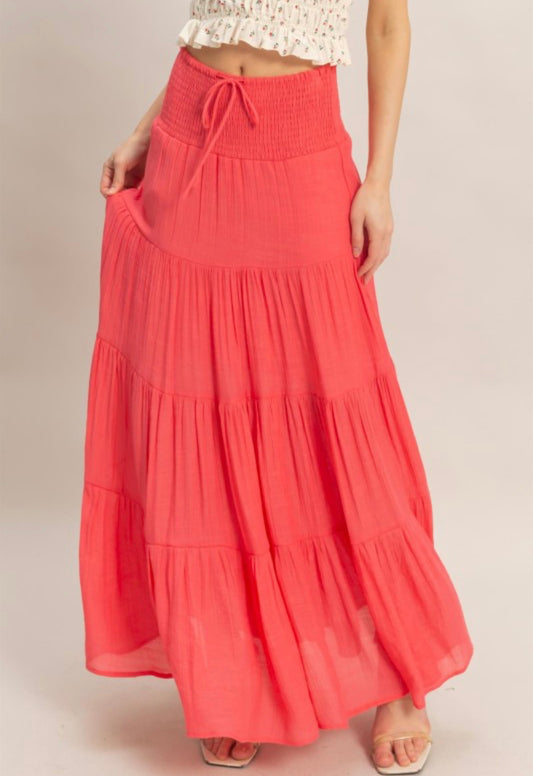 High waist Drawstring Maxi Skirt