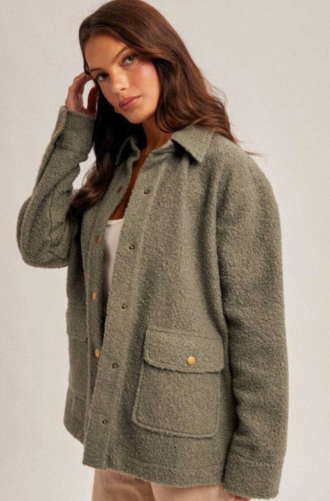 Snap Button Teddy Jacket