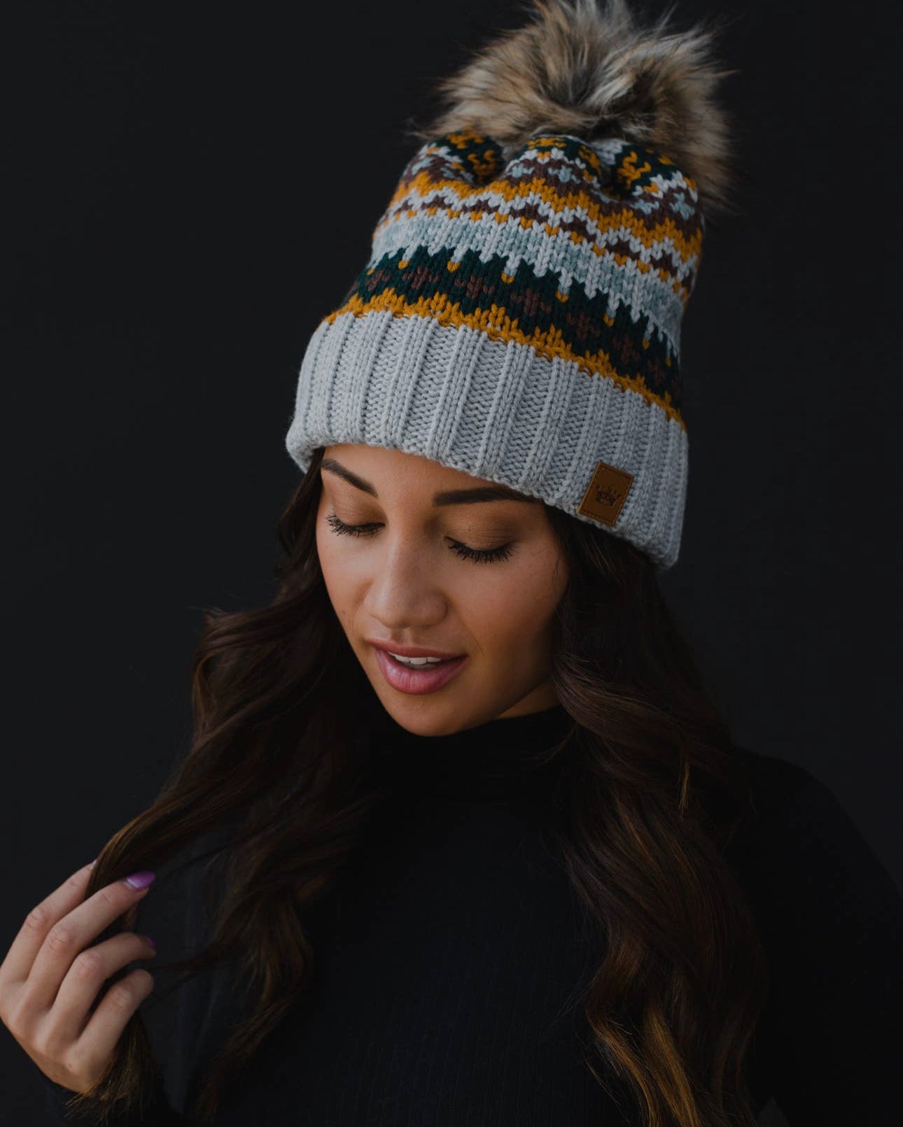 Grey Multi Color Beanie