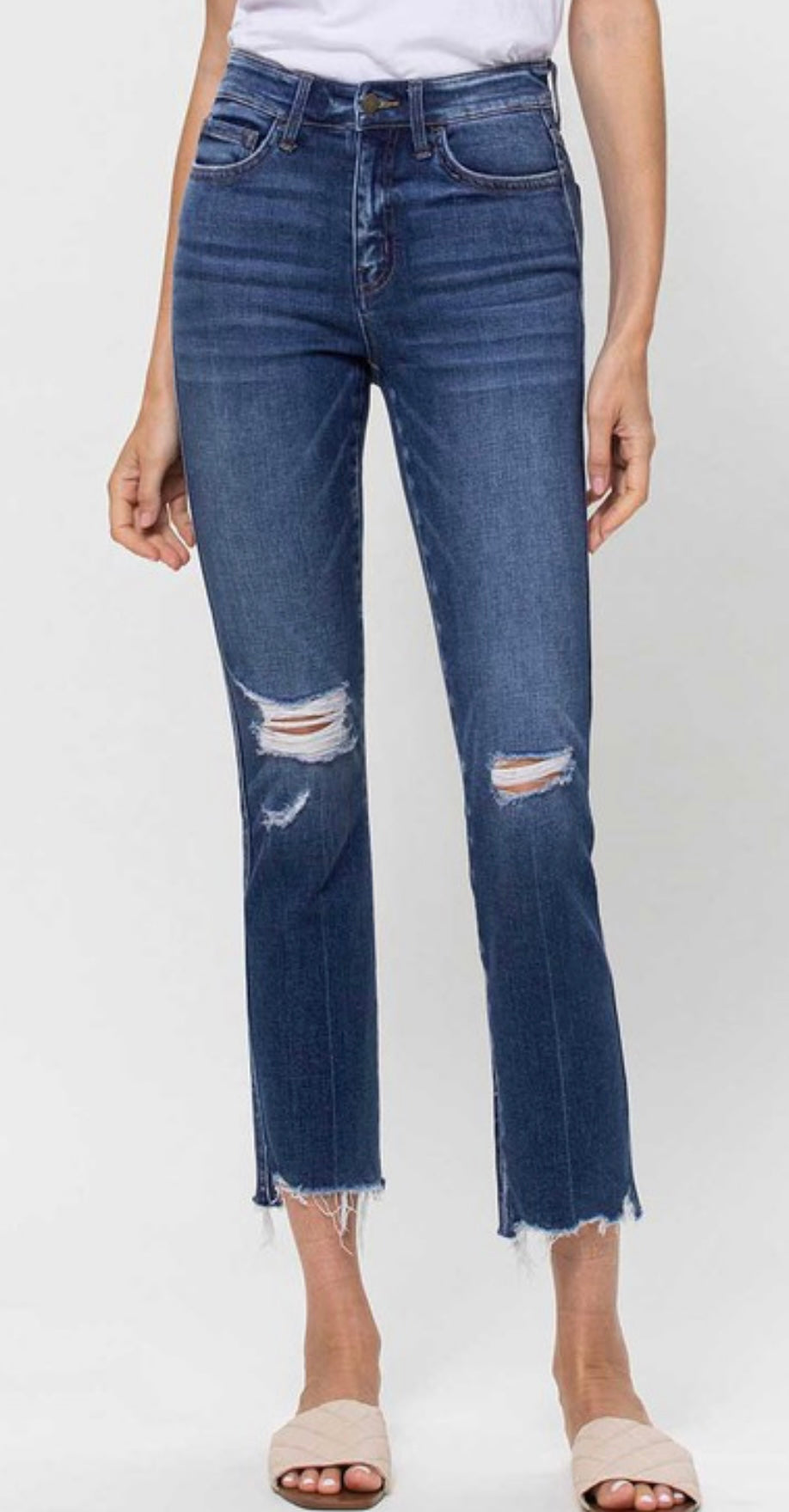 Mid Rise Slim Straight Leg Jeans
