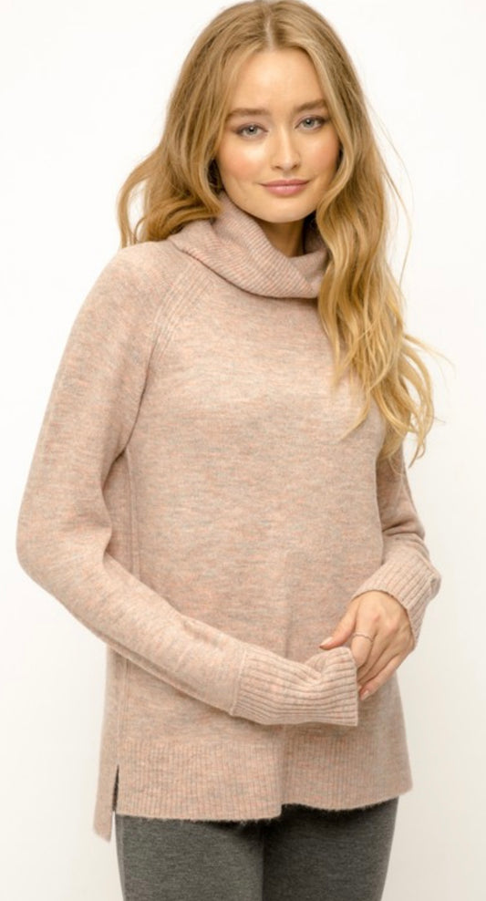 Turtle Neck Sweater with Side Slit