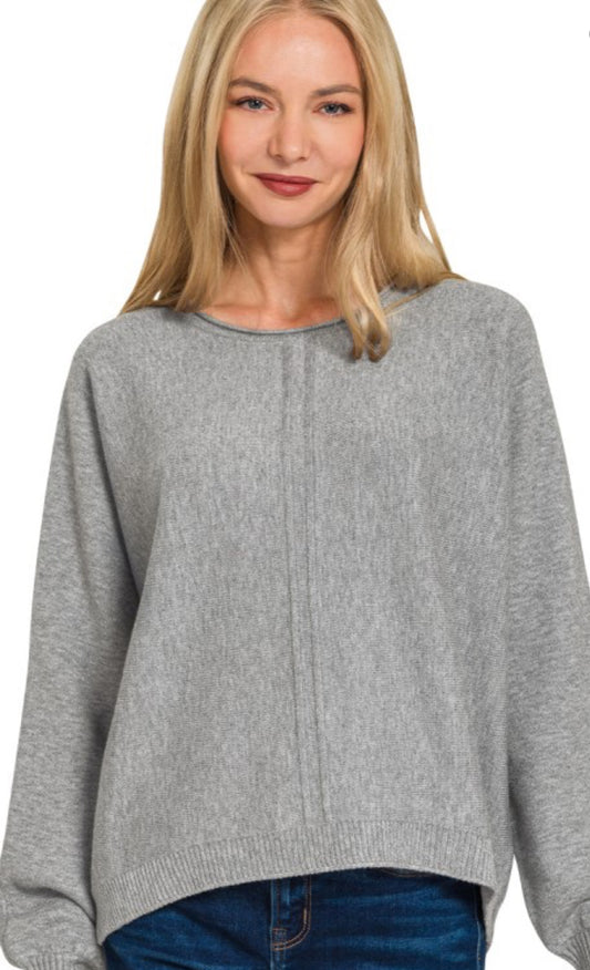 Front Seam Round Neck Sweater