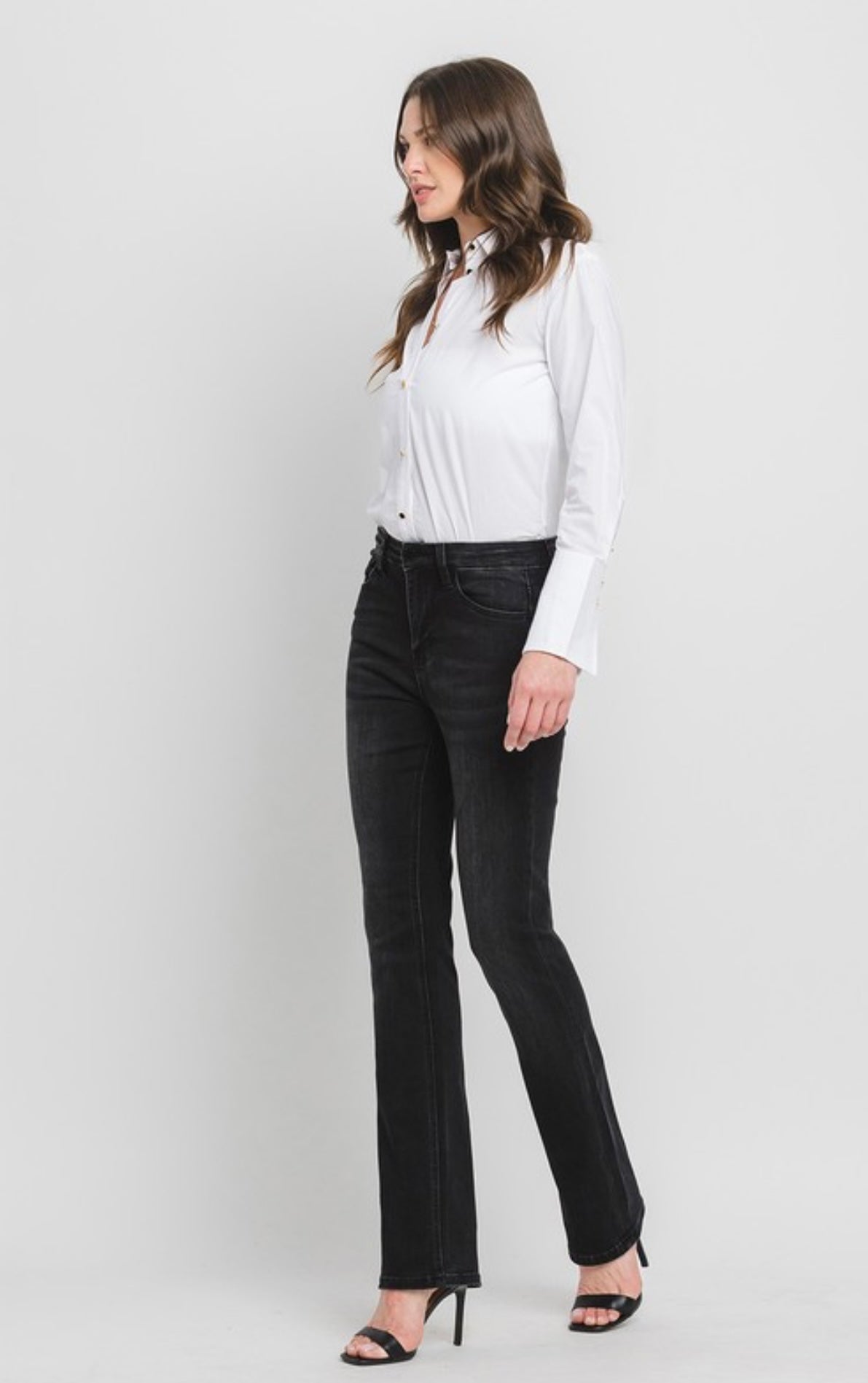 High Rise Slim Bootcut Jeans (Black)