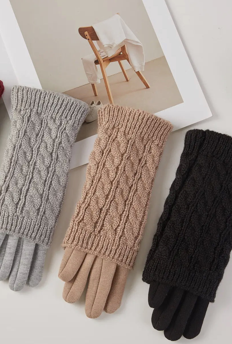 3 in 1 Cable Knit Gloves
