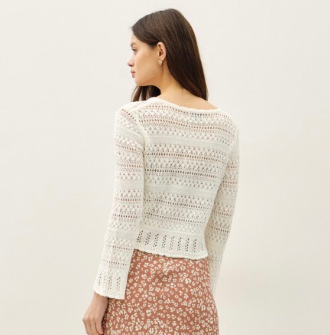 Off White Tie Cropped Cardigan