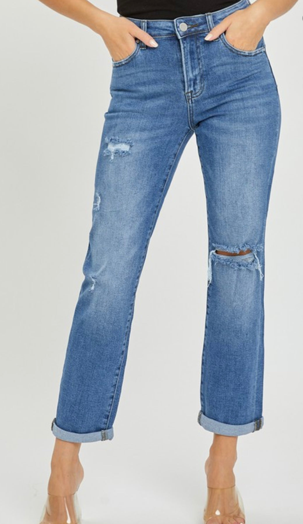 High Rise Slim Girlfriend Jeans