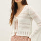 Off White Tie Cropped Cardigan