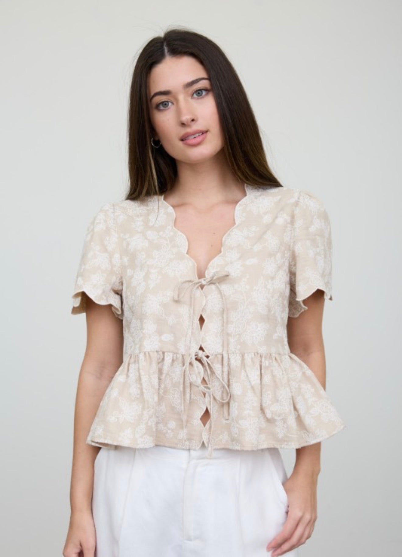 Front Tie Peplum Top