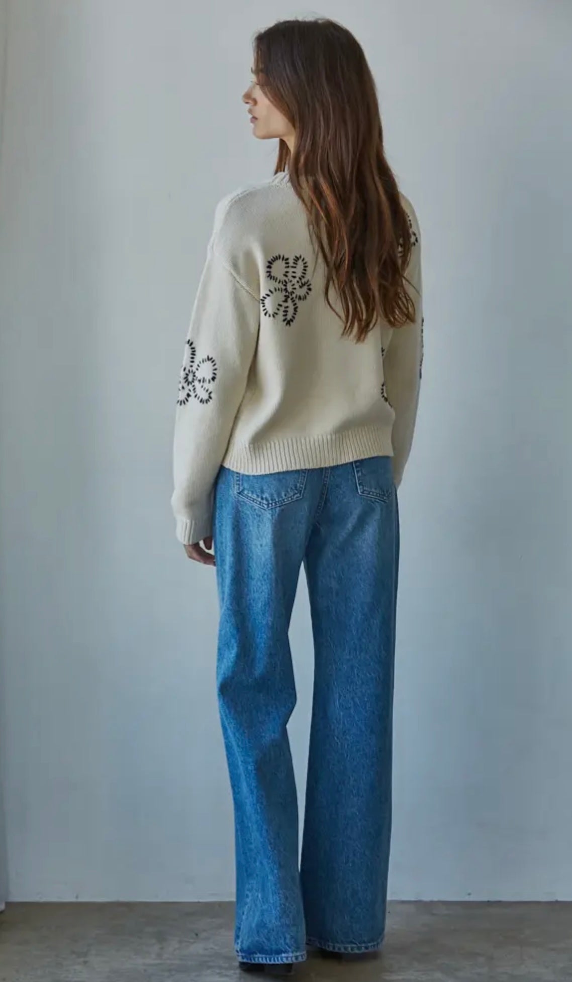 Floral Stitched Knit Sweater