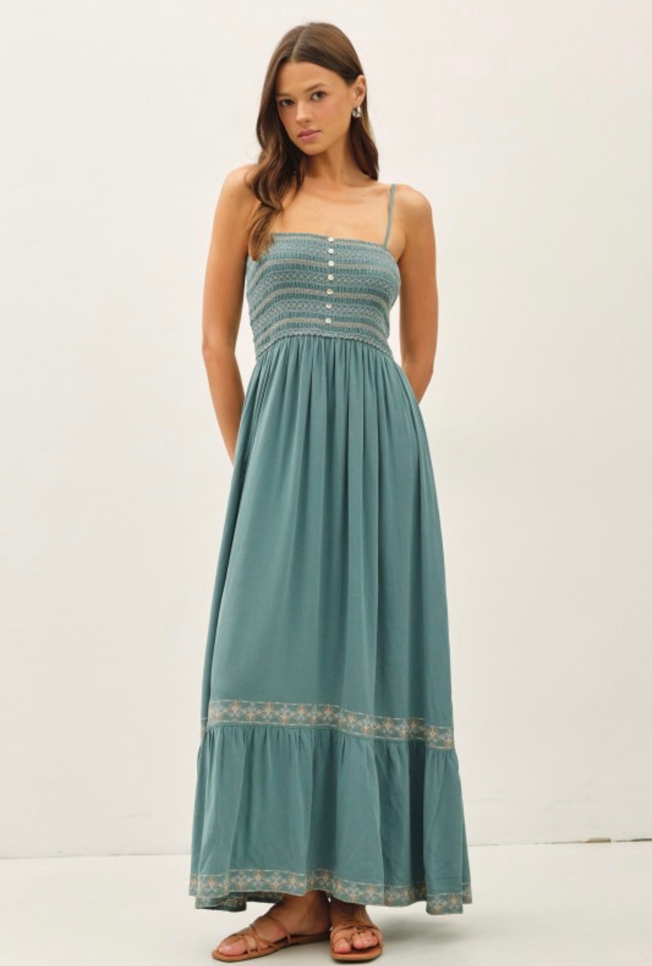Embroidered Maxi Dress Two Colors