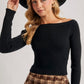 Off the shoulder ribbed top