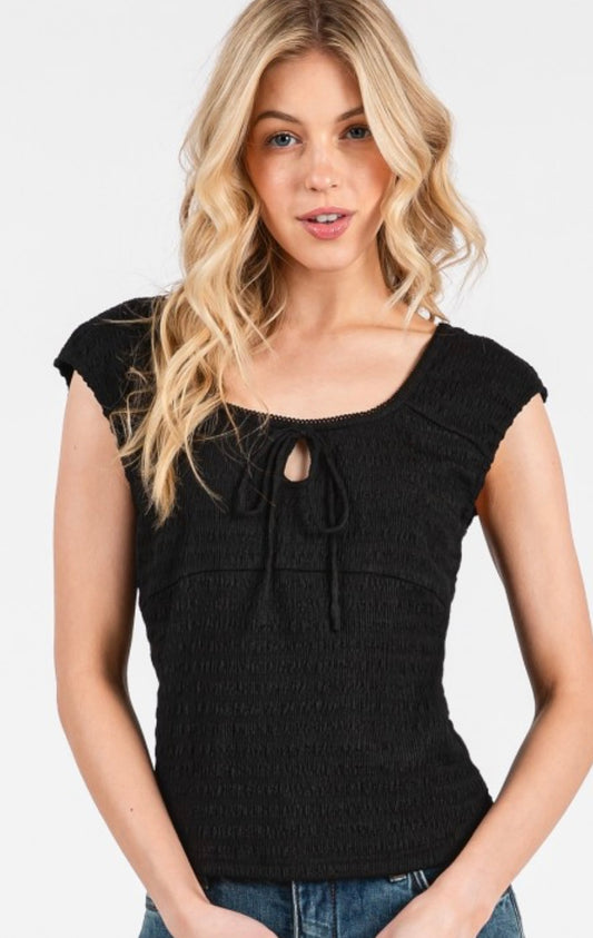 Scallop Edge Front Tie Top