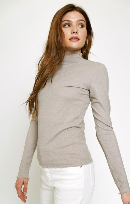 Mock Neck Fitted Top 2 Colors
