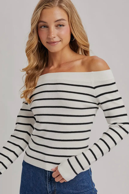 Striped off the should sweater