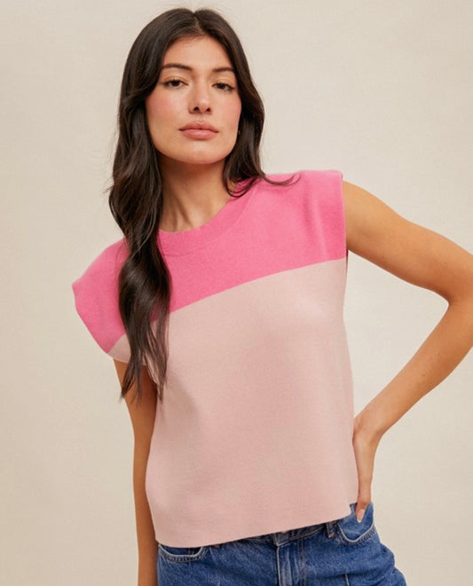 Pink Combo Sleeveless Top
