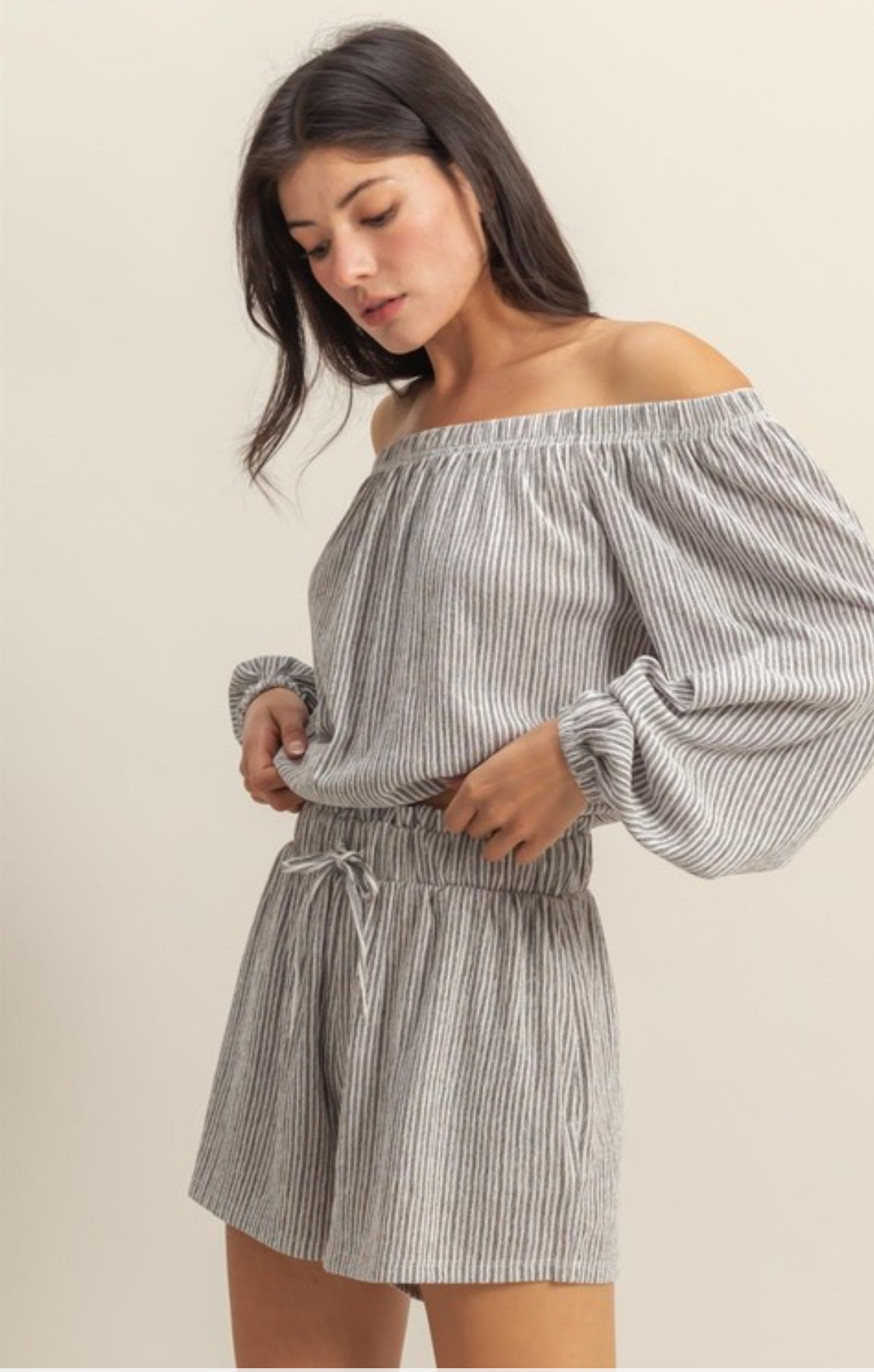 Off the shoulder top and shorts set