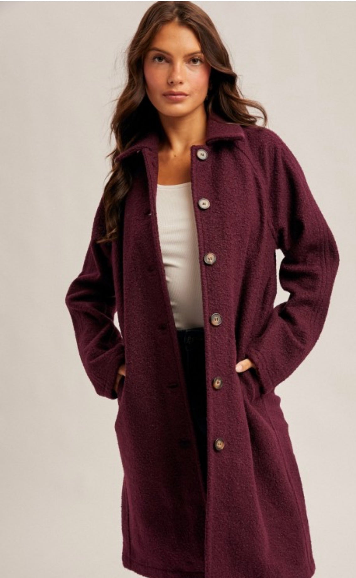 Teddy Textured Button Down Coat