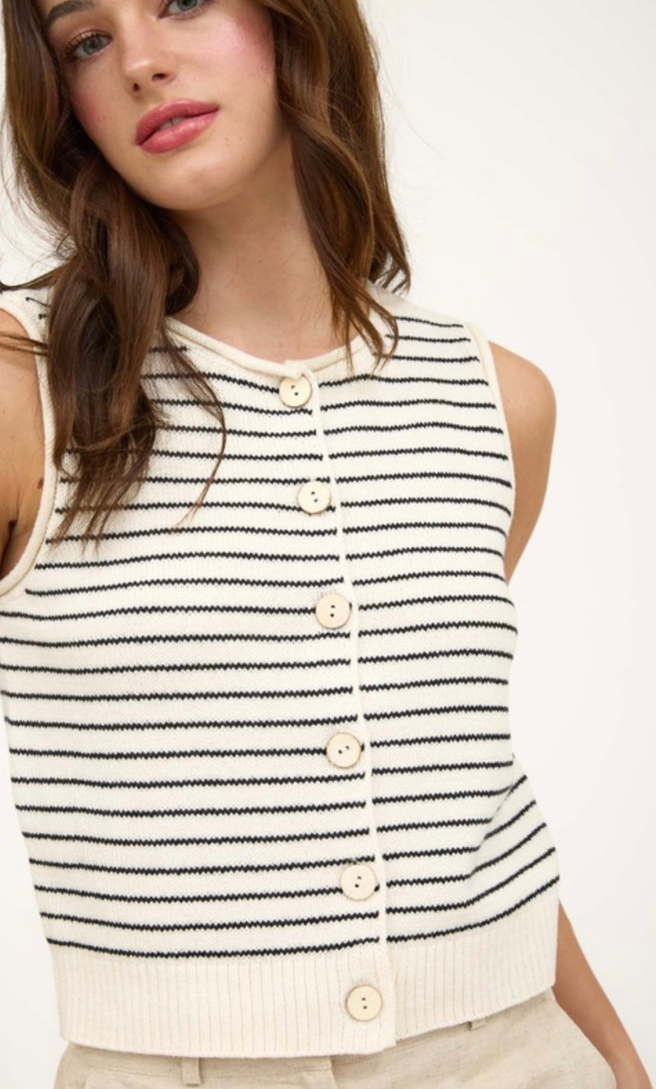 Stripe Cardigan Vest