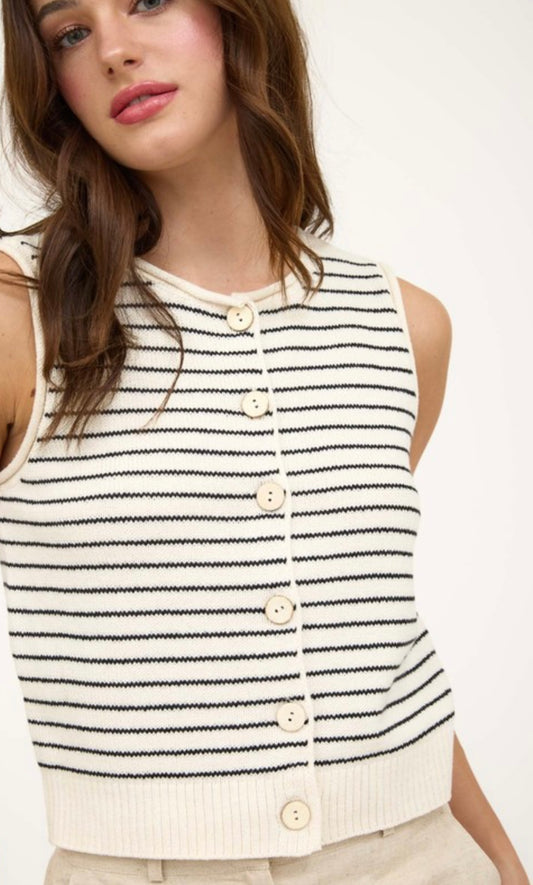 Stripe Cardigan Vest