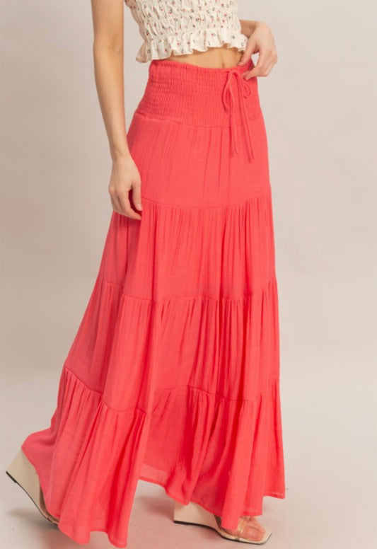 High waist Drawstring Maxi Skirt