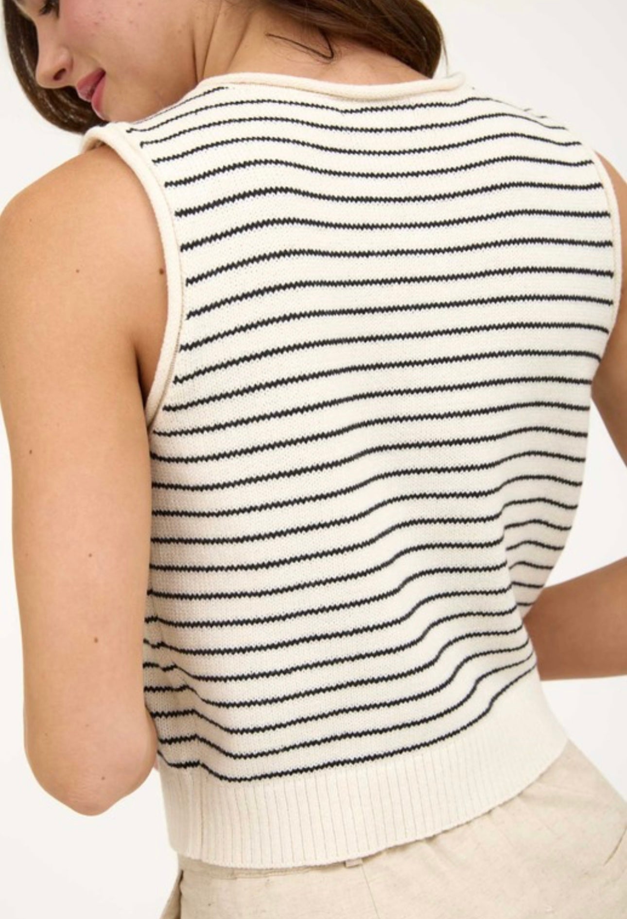 Stripe Cardigan Vest