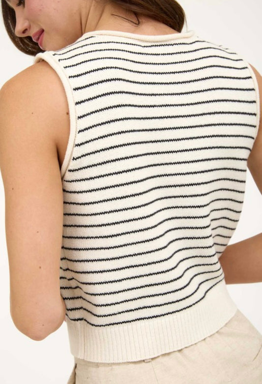 Stripe Cardigan Vest
