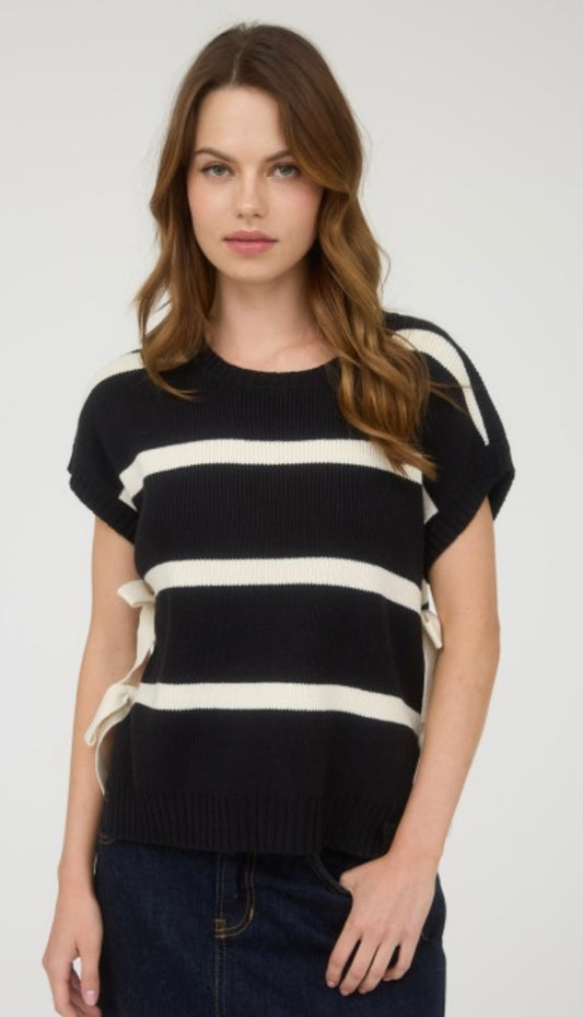Black Side Tie Sweater