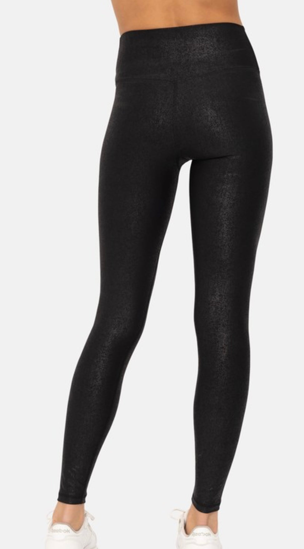 Black Crossover Faux Leather Leggings