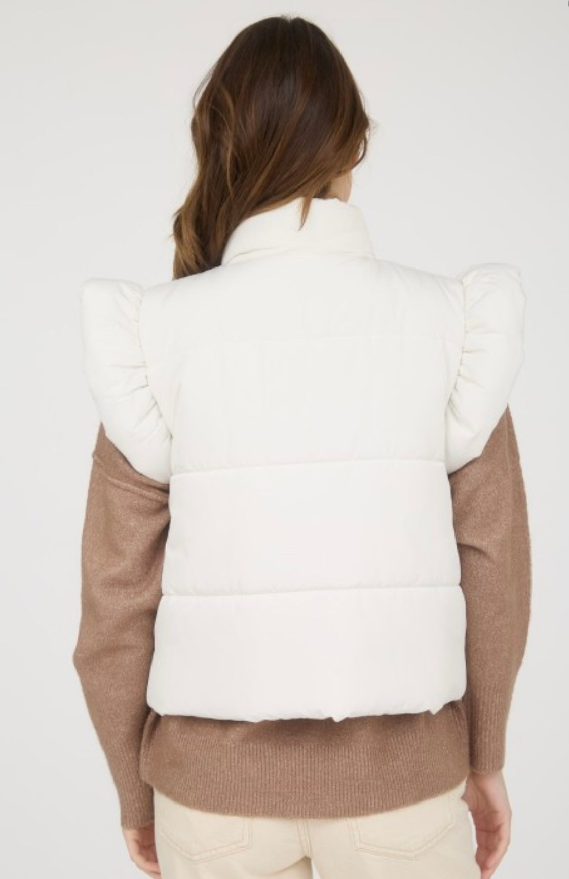 Flutter Sleeve Bow Puffer vest