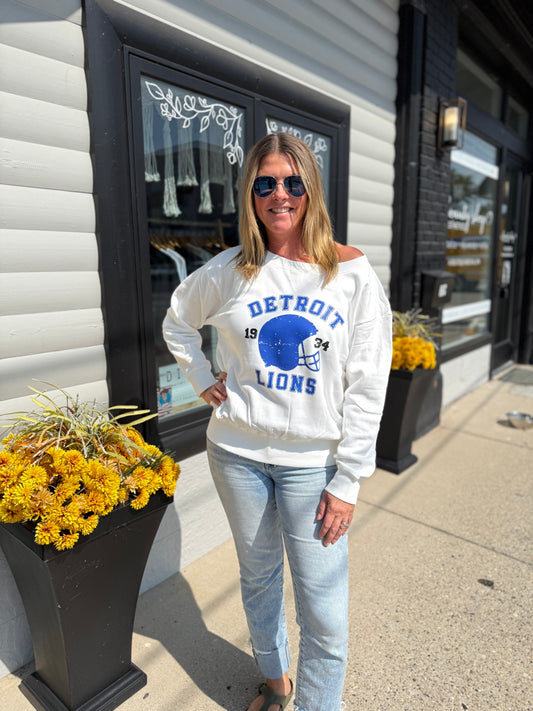 Off Shoulder Lions Sweatshirt