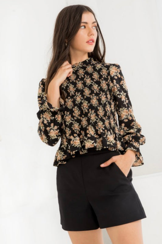 Smocked Floral Top
