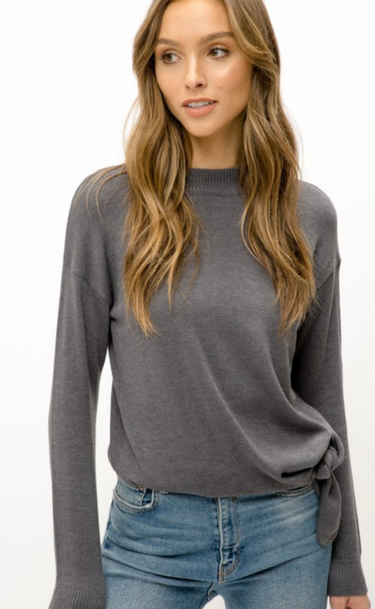 Tie Waist Mock Neck Sweater