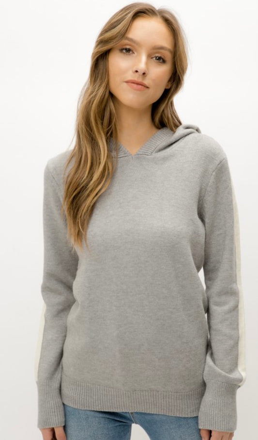 Stripe Sleeve Sweater Hoodie