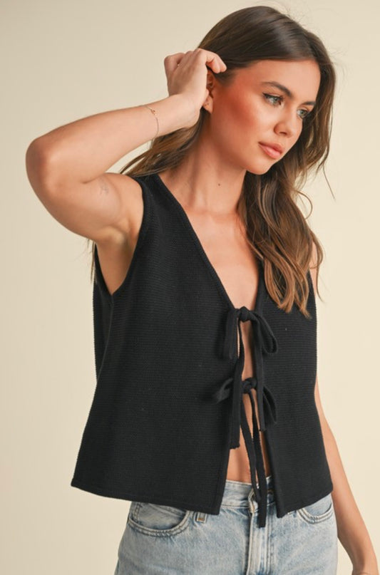 Black Tie Knitted Vest