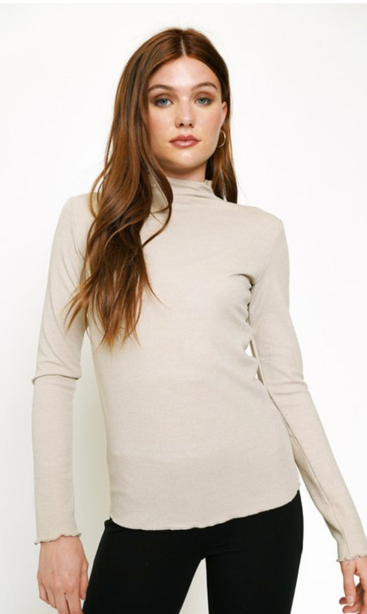 Mock Neck Fitted Top 2 Colors