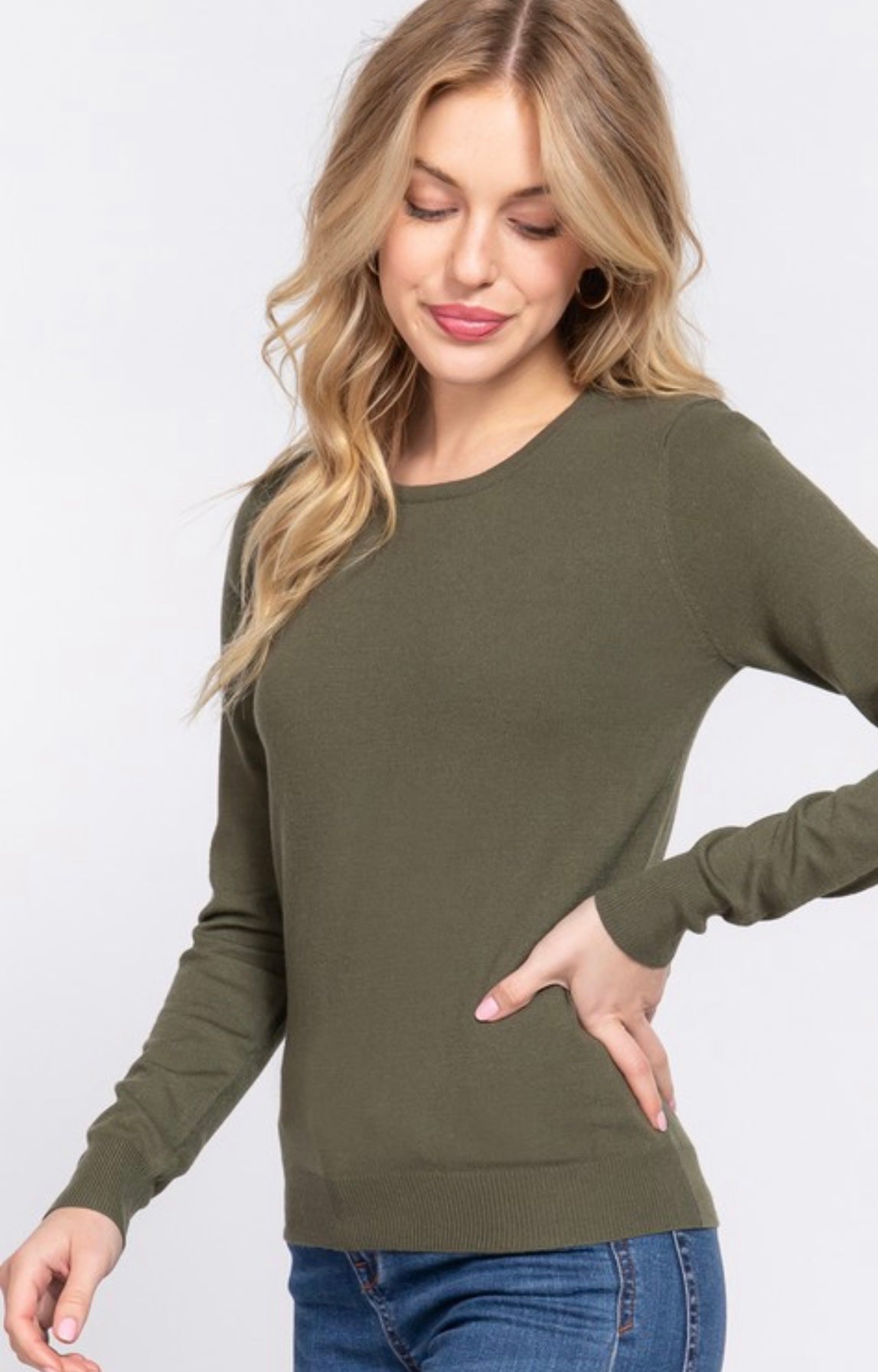 Long Sleeve Crew Neck Sweater 3 Colors