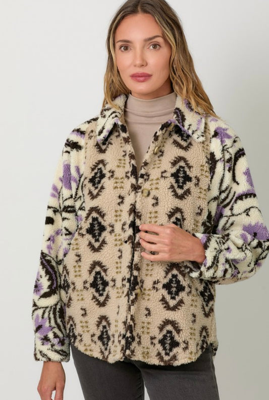 Patterned Fleece Shacket