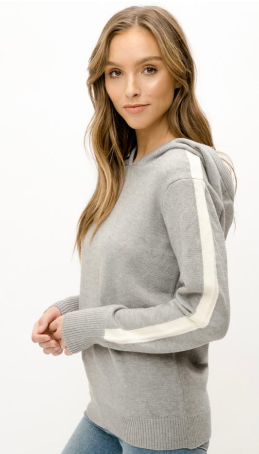 Stripe Sleeve Sweater Hoodie