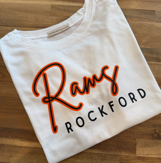 White Rockford Rams Cropped Tee