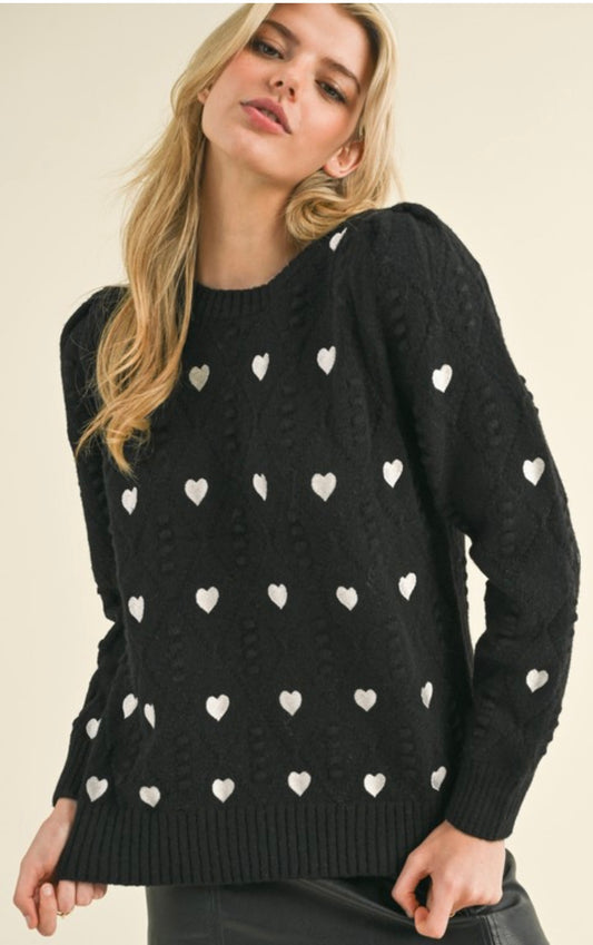 Black Ivory Heart Sweater