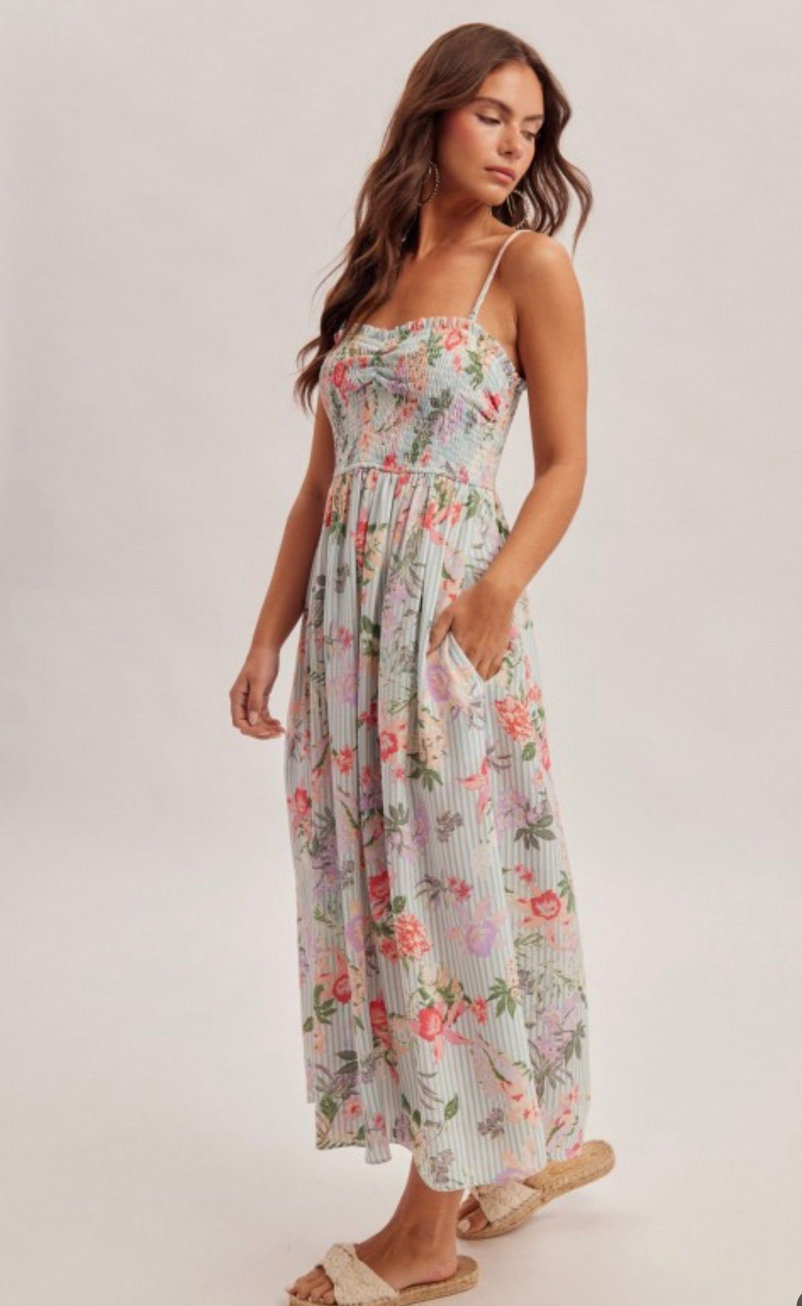 Floral Smocked Chest Maxi Dress