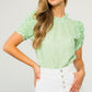Lime Ruched Sleeve Top