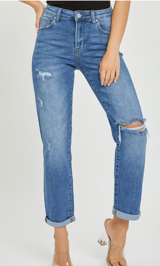 High Rise Slim Girlfriend Jeans